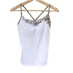 New Balance Lightning Dry White and Gold Lined Activewear Top Small